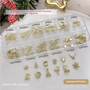 Décorations d'ongles de Noël en alliage, 12 compartiments, assortiment varié, spéciales pour salons de manucure - Meilleures ventes - Product Image 3
