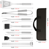 Ensemble d'outils de barbecue 11 pièces en acier inoxydable avec brosse en silicone, ustensiles de cuisson robustes pour l'extérieur avec sac de rangement