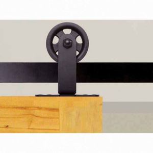 Kit de Herrajes para Puerta Corredera Tipo T WEKIS, Diseño Rústico Industrial en Negro, Acero y Latón Resistente para Exteriores y Sala de Estar - Product Image 1
