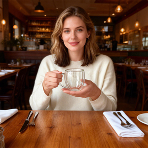 Tazza da Caffè <span class=keywords><strong>Espresso</strong></span> CnGlass in Vetro Borosilicato <span class=keywords><strong>a</strong></span> <span class=keywords><strong>Doppia</strong></span> <span class=keywords><strong>Parete</strong></span> Isolante da 150ml, Realizzata <span class=keywords><strong>a</strong></span> Mano e Direttamente dalla Fabbrica all'Ingrosso - Product Image 5