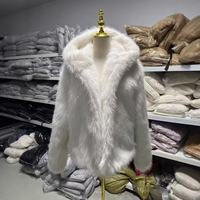 Nouvelle veste coupe-vent à capuche simple boutonnage en fausse fourrure de renard pour femme
