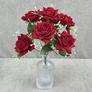 Rosa Decorativa Artificiale di Alta Qualità con 7 Teste di Gypsophila e Corna di Cervo, in Velluto, per Interni - Product Image 5