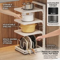 Étagère de cuisine réglable en acier au carbone multicouche de qualité supérieure pour comptoir, support pour casseroles, organisateur sous l'évier et sous le comptoir pour la maison