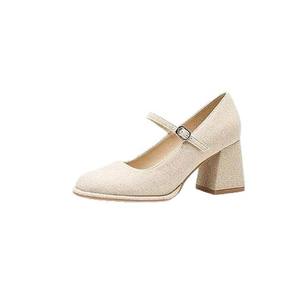 Escarpins tendance à bout pointu et bride cheville, talons épais, en cuir véritable, antidérapants, imprimés colorés, pour mariée - Product Image 1