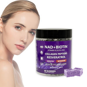 Gomitas de NAD+ y Resveratrol con 10000mcg de Biotina, Suplemento para Cabello, Piel y Uñas, Vitamina D3, K2, Zinc, Apoyo Inmunológico, Fórmula 10 en 1 - Product Image 1