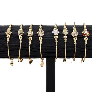 JXX时尚手链迪拜24K珠宝色彩缤纷的立方氧化锆黄金手镯妇女
