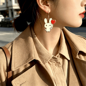 Boucles d'oreilles tendance en métal personnalisées, motif lapin mignon, couleur <span class=keywords><strong>pastel</strong></span> douce, pour filles, usage quotidien - Product Image 6