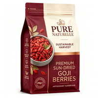 Bolsa de Embalaje para Bayas de Goji, Libre de BPA, Personalizada, de 250g, con Fondo Plano, Cierre Hermético, Fácil de Abrir, con 8 Sellos Laterales