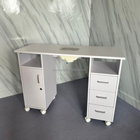 Table de manucure mobile en bois moderne avec plusieurs tiroirs et collecteur de poussière pour salon de beauté