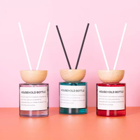 Flacon vide en verre coloré de 150ml avec couvercle en bois pour diffuseur de parfum