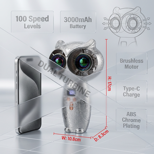 ราคาโรงงาน พัดลมพกพาแรงสูง ปรับความเร็วได้ 100 ระดับ ขนาดเล็ก แบตเตอรี่ 3000mAh หน้าจอดิจิตอล ดีไซน์ไร้ใบพัด - Product Image 4