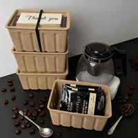 Boîte cadeau de café en pulpe moulée écologique et durable de qualité supérieure, conteneur biodégradable en bagasse de canne à sucre pour café filtre et boissons