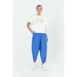 Pantalon Harem en tissu Linda pour femmes, taille haute, respirant, bleu, pantalon décontracté - Product Image 1
