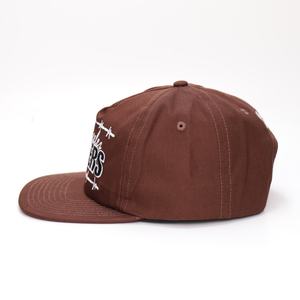 Casquettes Snapback en coton avec logo brodé personnalisé à 5 panneaux, chapeaux marrons - Product Image 4