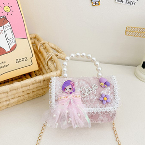 Bolso de Hombro Mini con Correa de Perlas y Diseño Floral, Venta al por Mayor de Fábrica, Monedero Infantil para Dulces y Monedas - Product Image 1