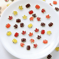10 pièces/sac, Vente chaude, Décorations d'ongles en alliage pour l'automne et Thanksgiving, Feuille, Citrouille, 3D, DIY, Fournitures de décoration pour ongles à presser