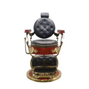 Sillón de Barbería de Lujo Dorado para Hombre, Silla de Peluquería Antigua Reclinable Vintage Profesional con Bomba Hidráulica, 1 Año de Garantía - Product Image 3