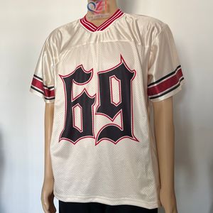 Летняя легкая блестящая футболка из полиэстера в винтажном стиле с индивидуальным сублимационным логотипом, дышащая сетчатая мужская спортивная футболка - Product Image 3