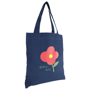 Bolso de mano de lona de algodón azul marino de tendencia, diseño liso personalizado con patrón de letras de pantalla de 12oz de grosor duradero, tamaño mediano, uso diario - Product Image 2