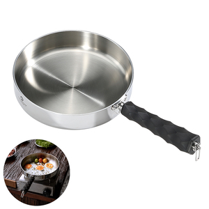 Sartén de acero inoxidable 304 de alta calidad, triple capa, antiadherente, apta para inducción, para cocinar y freír, ideal para acampar. - Product Image 1