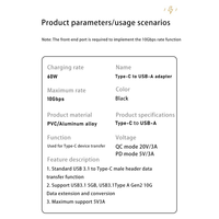 Fournisseur Portable 5/10Gbps USB a Mâle vers Type C Mâle Adaptateur Convertisseur de Données USB3.1 Connecteur de Transmission pour Téléphone Portable