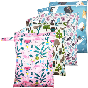 Tas Basah Tahan Air 30*40Cm, Dapat Digunakan Kembali Modis Cetak Kain Popok Basah Kering Satu Saku Pegangan Tas Basah Grosir - Product Image 1