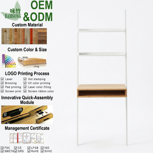 <span class=keywords><strong>Escritorio</strong></span> de Bambú Ecológico con Estantes, <span class=keywords><strong>Escritorio</strong></span> de Computadora de Perfil Delgado para Oficina en Casa - Product Image 1