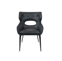 Chaise de salle à manger de luxe à rivets creux Noir/Brun/Beige Chaise rembourrée moderne pour restaurant