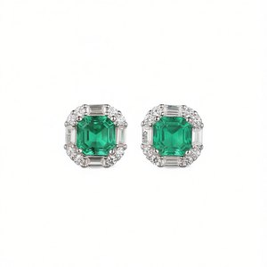Orecchini a Perno in Cristallo Verde Smeraldo per Donne, Dettaglio Pavé, Accessori Minimalisti per Uso Quotidiano - Product Image 1
