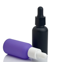 Flacon compte-gouttes en verre givré noir mat rose imprimé sur mesure 1 oz 50 ml 100 ml 10 ml 30 ml pour les gouttes pour les yeux et le nettoyant facial