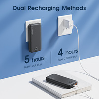 Tragbare 10000mAh Powerbank Faltbarer AC-Stecker Wandladegerät Eingebautes Kabel 2-in-1 Schnellladung PD20W LED-Anzeige Reise-Typ-C