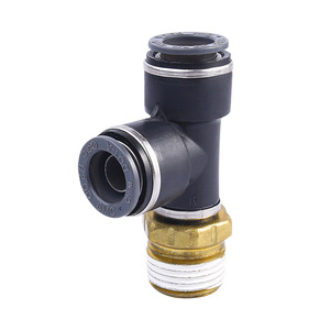 SMC Male <b>Run</b> Tee Push In Connector Brass External Thread Side Hole Fitting For Pneumatic Systems - Product Image 1