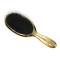 Brosse classique de lissage à coussin ovale brillant, poils de sanglier naturels avec plumes en Nylon, nettoyeur de brosse à cheveux LPC2