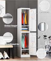 Casier de rangement en acier durable à 2 niveaux et 2 sections avec serrure à clé, à poser au sol ou au mur, pour écoles, hôtels, hôpitaux, appartements