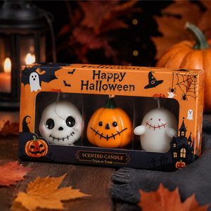 Happy Halloween Handmade Scented <b>Candles</b> <b>Set</b> Skull Pumpkin Ghost Art <b>Candle</b> Decorative <b>Gift</b> for Party Decoration 20-40 Hours - Product Image 2