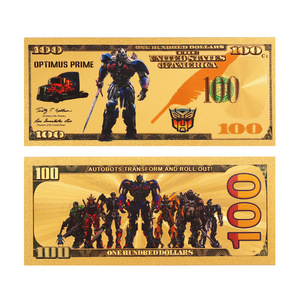 Transformersed altın folyo hatıra banknot Optimus Prime Bumblebeed tahsil hatıra sınır ötesi sıcak öğe - Product Image 2