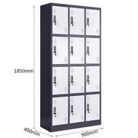 Casier en acier à 12 portes avec serrure à clé pour le stockage des vêtements du personnel de la salle de sport scolaire Casier à vêtements pour un stockage efficace en métal