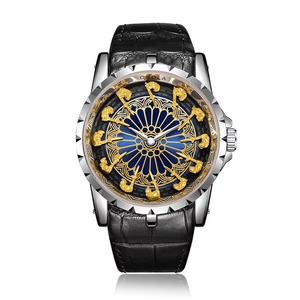 Drioshipping Marque d'usine Logo personnalisé Montre en or Montres de luxe Montres-bracelets en cuir Montre à quartz en acier pour hommes - Product Image 2