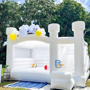 قلعة نطاطة قابلة للنفخ أنيقة بيضاء للزفاف مع زلاقات للاستخدام الخارجي، قلعة نطاطة صغيرة قابلة للنفخ للاستخدام في الهواء الطلق - Product Image 2