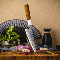 Couteau de cuisine professionnel Garasuki japonais de 6 pouces, 55 couches d'acier Damas, couteaux Garasuki pour couper avec manche en bois solidifié