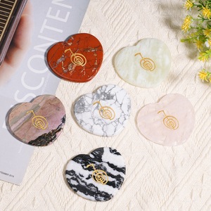 Cristal natural Jade tallado de Reiki símbolo patrones runa piedra losa en forma de corazón piedra losa soporte artesanía para la buena suerte - Product Image 3