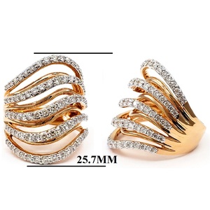 New Arrival Fine Jewellery Factory Classic Western Design 18k Rose Rhodium Real Diamond Brilliant Cut Cocktail Wedding Rings - Product Image 2