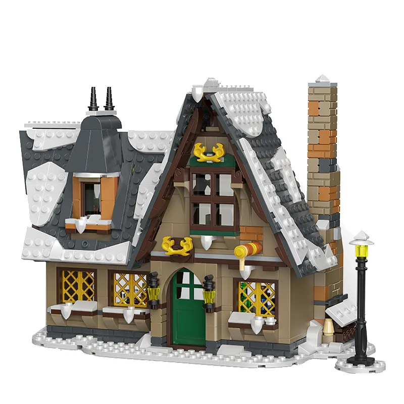 MouldKing 16049 Christmas Cottage Toy Bricks Creative Street View Series Small Particle Assembled Toys Manufacturing