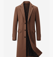 Manteau en laine mi-long pour homme de haute qualité, style décontracté chic, col tailleur, simple boutonnage