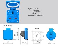 Enchufe Impermeable ZNPON IP54 para Enchufe Tipo G del Reino Unido, Enchufe BS a Prueba de Polvo y Lluvia con Cubierta Z134E
