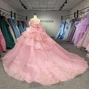 Vestidos de Instagram Dy1535, Vestido Rosa de Quinceañera con Escote Corazón, Vestidos de XV Años con Hombros Descubiertos, Jancember - Product Image 2