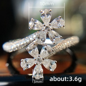 Anello regolabile vintage a forma di goccia con fiore, regalo per donna per l'uso quotidiano o per feste - Product Image 6