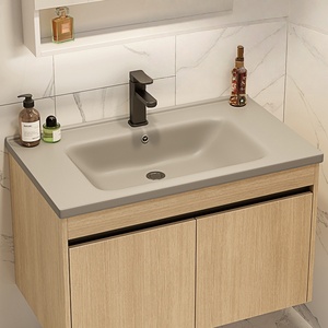 Nouvelle combinaison de meuble de salle de bain couleur bois avec lavabo intégré - Product Image 3