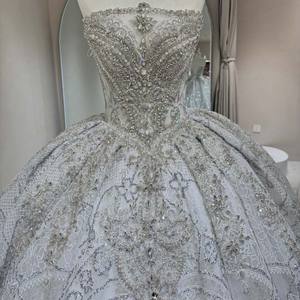 Dw0197 Nouvelle Robe de Mariée <span class=keywords><strong>Empire</strong></span> Florale de Luxe Moderne à Épaules Dénudées avec Traîne Chapelle pour Femme Jancember - Product Image 3