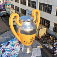 Modèle de trophée gonflable géant argenté et jaune pour l'anniversaire de l'entreprise et la promotion d'événements d'entreprise